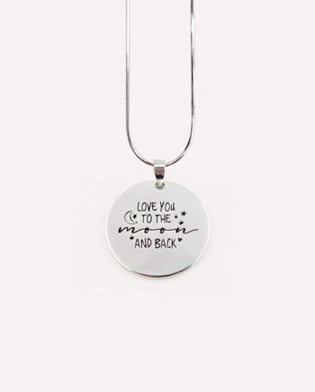 love you to the moon and back silver pendant charm