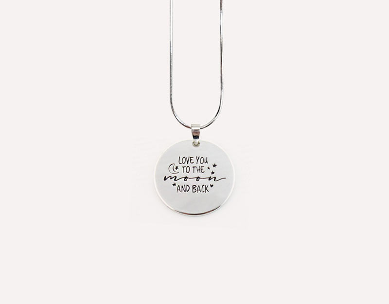 love you to the moon and back silver pendant charm
