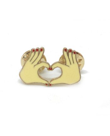 heart hands enamel pin love badge