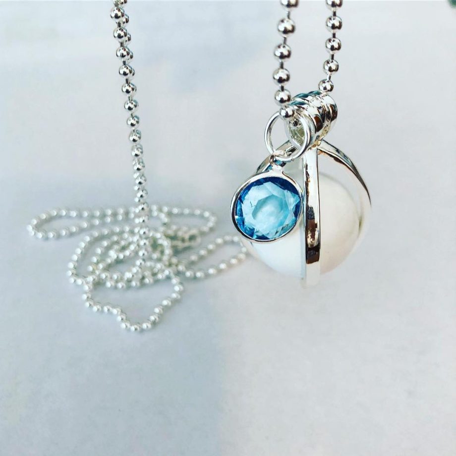 blue topaz december birthstone silver charm necklace bracelet