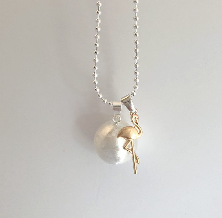 flamingo stork gold charm for necklace