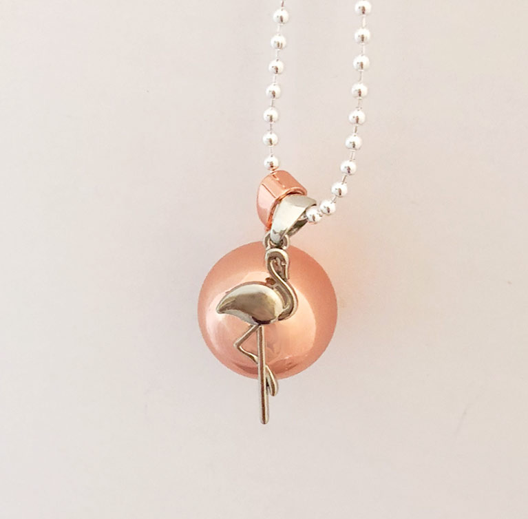 flamingo stork silver charm for necklace 2