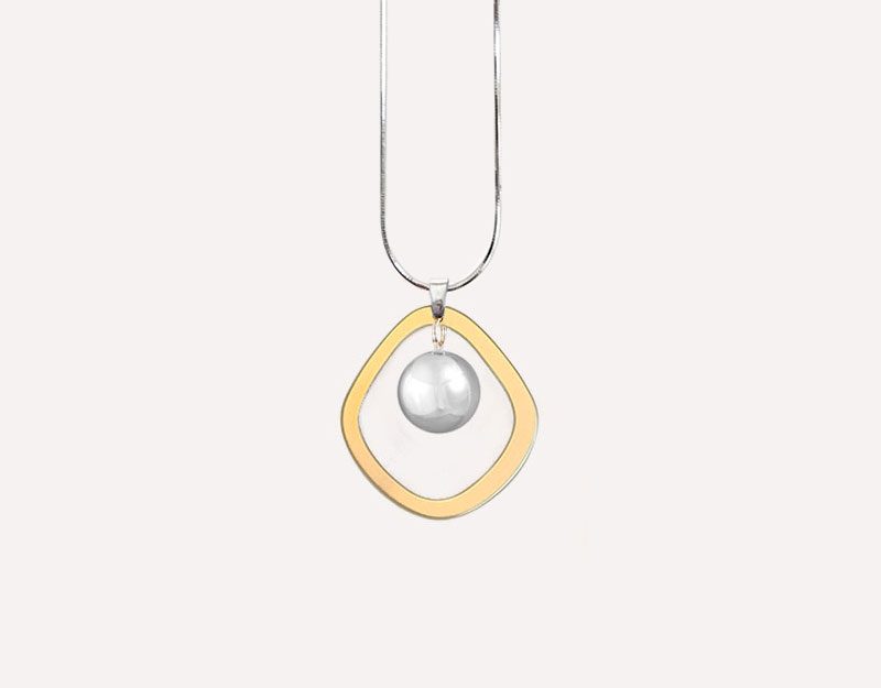 halo matte gold hamony ball necklace modern pendant