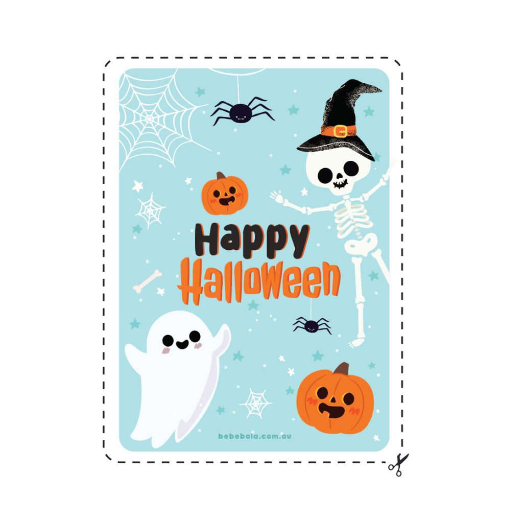 happy halloween free printable card bebe bola