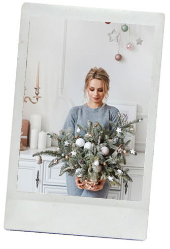 christmas gift expectant woman holding flowers 1