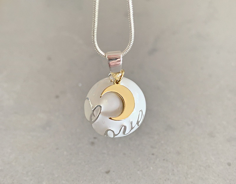 mini moon pendant with love harmony ball 1